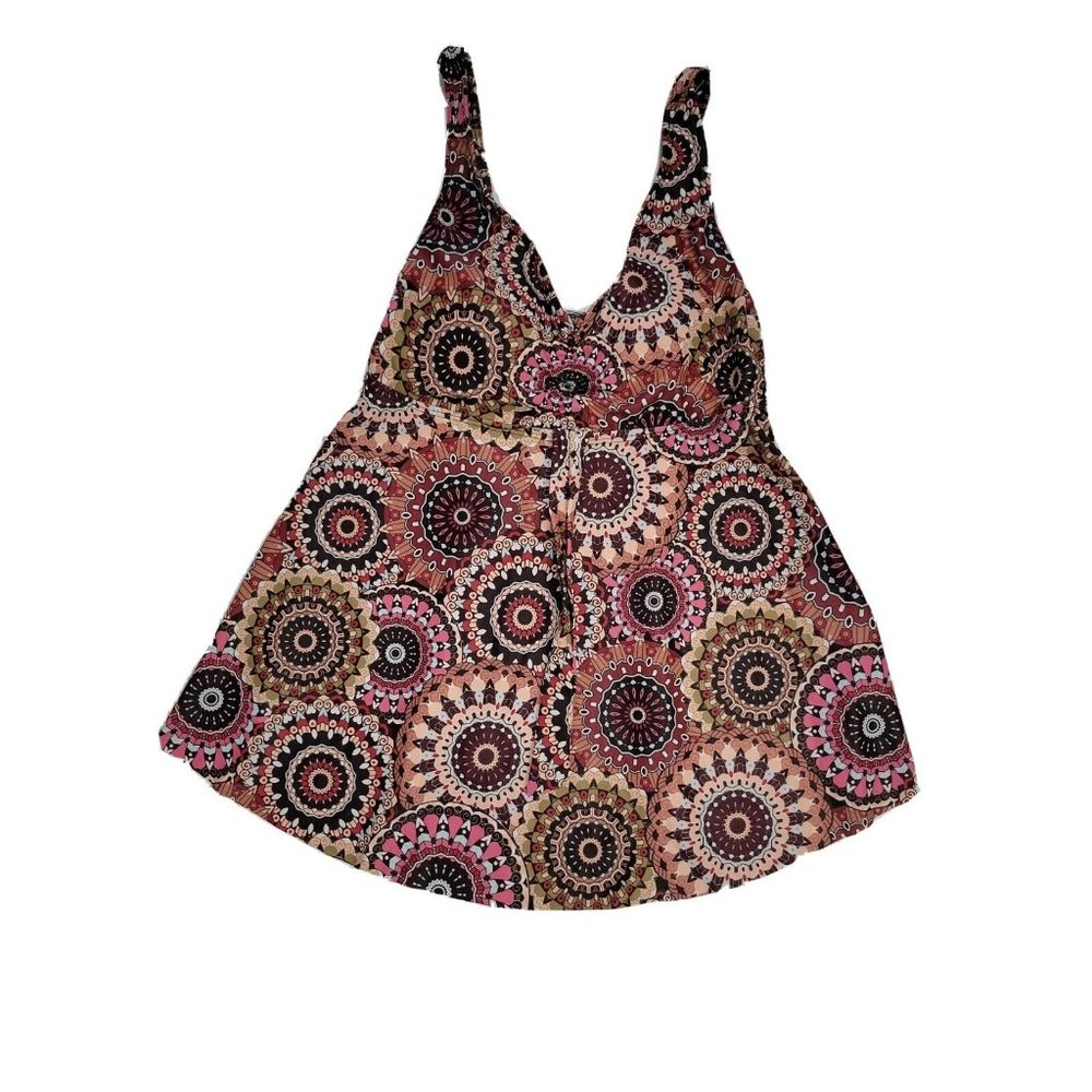 Yonique | Tankini Bathing Suit Top for Women | One Piece | Medallion Print XS
